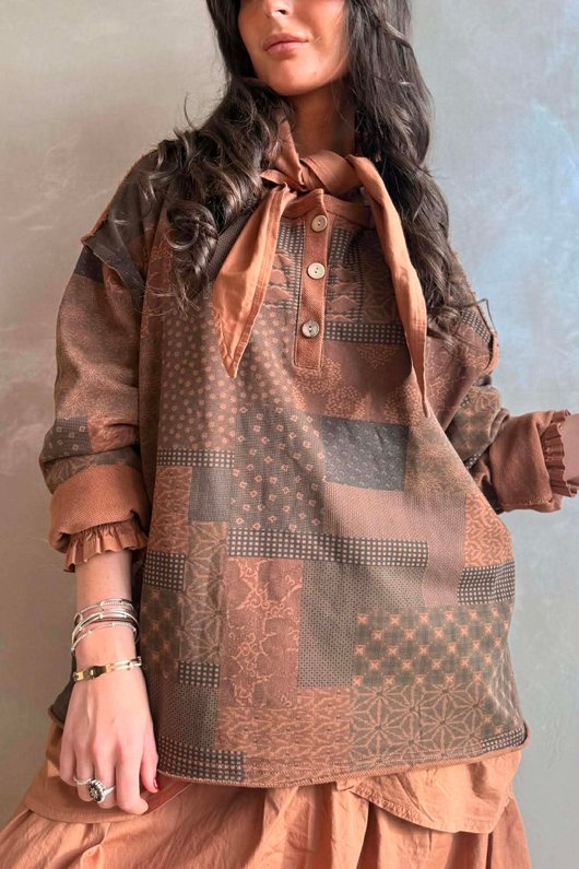 Hippie Shake Patchwork Sweatshirt Rust